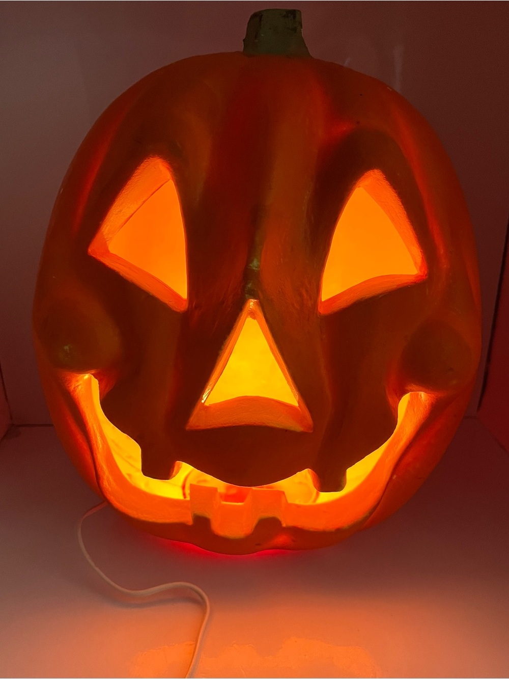 Vintage Gemmy Light Up Pumpkin Jack O Lantern Halloween Foam Blow Mold